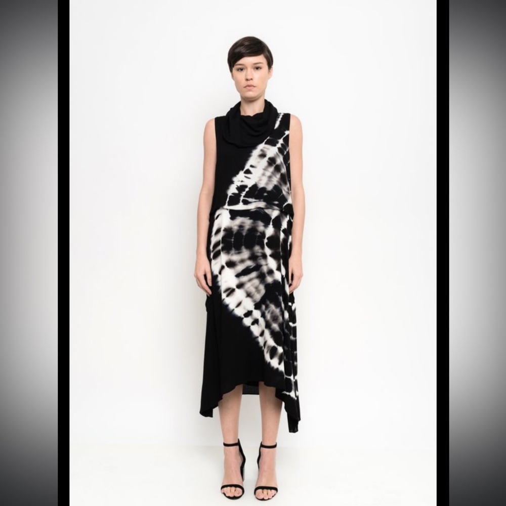 Everleigh black pink tie dye hi lo tank dress small